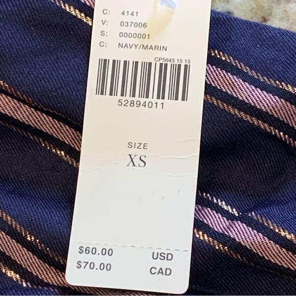 Anthropologie Cameron Metallic Striped Side Tie Shorts Size XS - Picture 9 of 13